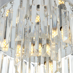 Modern Crystal Ceiling Lamp, Hanging Chandelier with Chrome Plated Iron Chassis, 4×G9 Bulbs, 30×30×14cm for Living Room, Bedroom, Dining Room & Corridor.