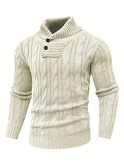 Men's Mature Business Sweater - New Autumn/Winter Lapel Ribbed Knitwear, Fashionable Solid Color Pullover, Suitable for Layering and Wearing Over Clothes