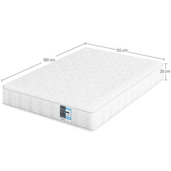 Costoffs Single/Double Bed Mattress Medium Firm Pocket Coil Spring Mattress, Vacuum Packed, Fabric Encased Coil, Bedroom Furniture, 90x190cm/130x190cm, Grey/White