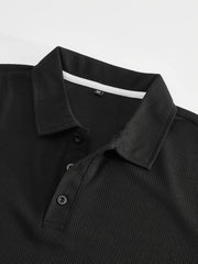 Men's Waffle Casual Suit Top Short Sleeve Turnover Collar Shirt Bottom Leisure Pants Comfortable and Clean Suitable for Spring and Summer Wear