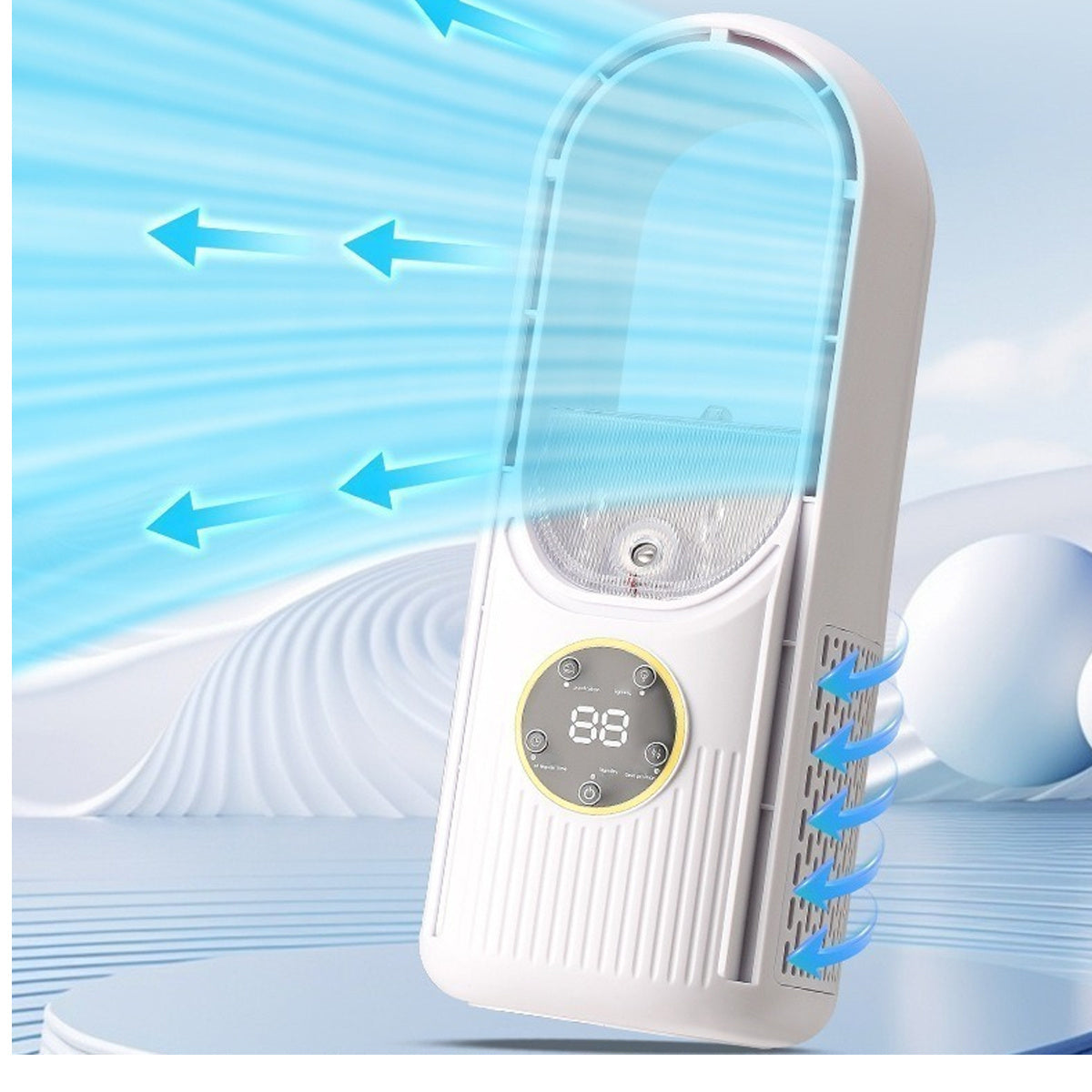 Mini USB Water Mist Cooling Fan 3-In-1, 29.5×12.5×12CM Portable Evaporative Cooler Fan For Desk Dorm Car Travel Indoor