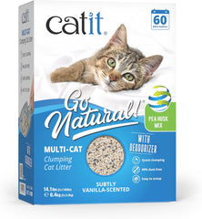 Catit Go Natural Unscented Pea Husk Clumping Cat Litter, Deodorising, 99.9% Dust-Free, Fast Clumping Cat Litter, Plant-Based Litter for Cats & Kittens, 5.6Kg