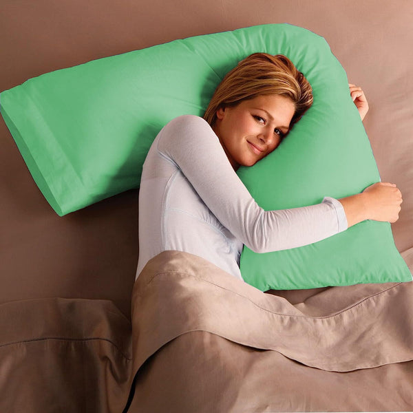 Adam Home V Pillow with Pillowcase Extra Filled Hollow Fiber for Neck Support, Orthopedic, Maternity Pregnancy & Nursing Super Soft & Comfortable V shaped Pillow with Pillowcase