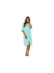 Women’s Zip-Up Cotton Bathrobe – Soft Terry Towelling Dressing Gown, Absorbent Towel Robe for Home & Spa Use