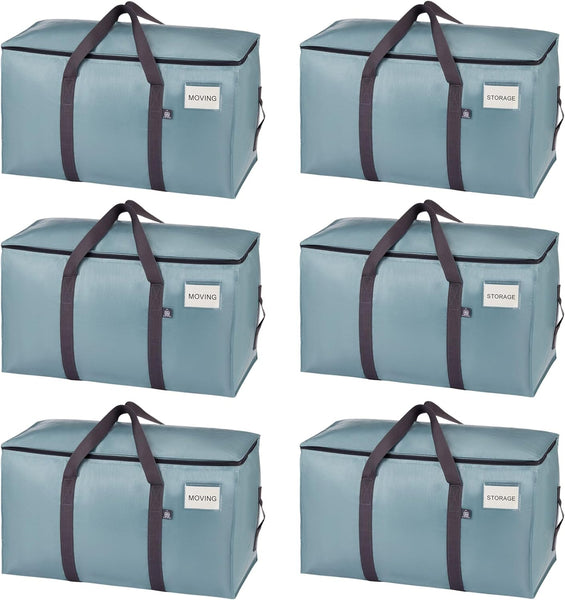 VENO 8 Pack Extra Large Moving Storage Bags with Zips, Heavy-Duty Organizer Tote, Moving Box Alternative, Packing Supply, Clothes Storage Bin, Tag Pocket for Label, Water-Resistant (Clear, 8 Pack)