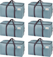 VENO 8 Pack Extra Large Moving Storage Bags with Zips, Heavy-Duty Organizer Tote, Moving Box Alternative, Packing Supply, Clothes Storage Bin, Tag Pocket for Label, Water-Resistant (Clear, 8 Pack)