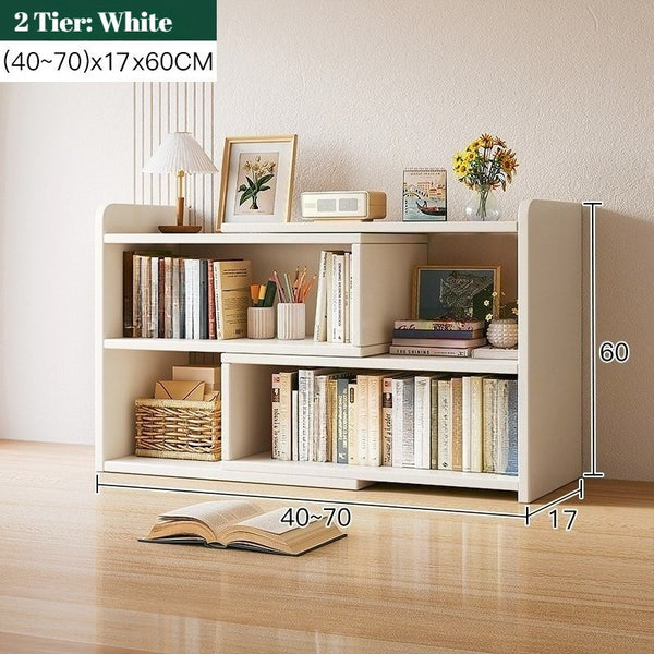Expandable Desktop Bookcase, Freestanding Multi-layer Bookshelves, Adjustable Width Bookshelf Book Shelf Storage Unit, Multifunctional Storage Rack Book Shelf for Home Office Storage Organization