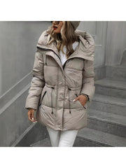 Women's Winter Coat - Thickened Warm Mid-Length Jacket with Full-Zip Closure, Waist-Hugging Slim Fit & Pockets - Elegant Cold Weather Outerwear for, Parties, Travel - Durable Long Sleeve Coat (Machine Washable) In Green, Winter Jacket for Women,