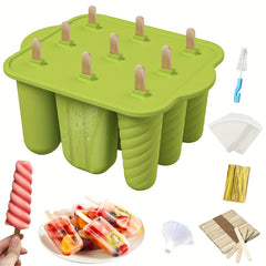 Ice Lolly Moulds, Silicone Popsicle Molds, 9 Cavities Ice Cream Moulds With 50 Sticks, 50 Bags, 50 Tie Wraps, Brush And Funnel