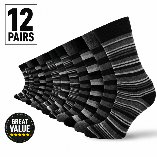 12 Pairs -Mens Cotton Rich Crew Socks | Honeycomb Comfortable Non-Tight Top Soft Breathable Stretch | Fit UK Size 6-11 | Everyday Casual Work Sports Running Gym Socks
