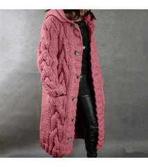 2026 New Women's Fashion Oversized Cardigan Sweater Coat, Casual Hooded Cardigan, Medium-Length Sweater Coat