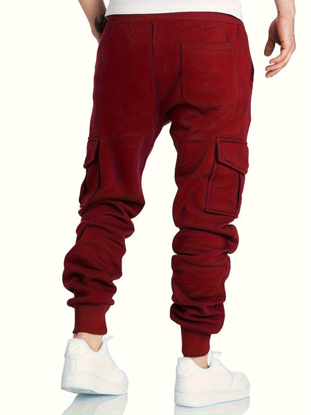 2pcss Autumn Winter Men'S Fashion Suit, Western Style Outdoor Half-Zipper Sweatshirt And Cargo Pocket Long Pants 2pcs Set