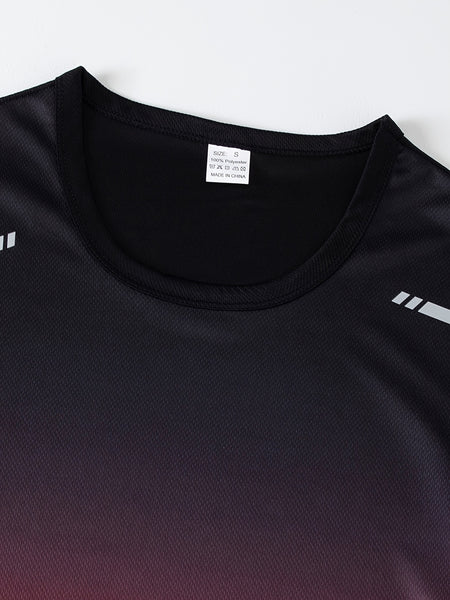 5pcs Men's Quick-Dry Gradient Color - suitable for swimming & outdoor training T-Shirts - Breathable Short Sleeve Summer Athletic Shirts with Loose Fit (5pcs Bulk)