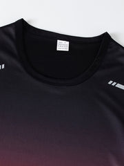 5pcs Men's Quick-Dry Gradient Color - suitable for swimming & outdoor training T-Shirts - Breathable Short Sleeve Summer Athletic Shirts with Loose Fit (5pcs Bulk)