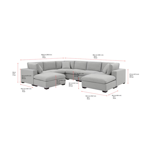 Thomasville Grey Fabric 8 Piece Modular Sofa