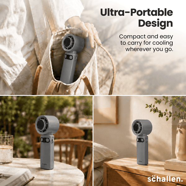 Schallen Handheld Fan Rechargeable with Cooling Pad, 100 Adjustable Speeds, Digital Display, 4000mAh Battery Up to 11 Hours, USB C Portable Fan for Travel, Office and Home