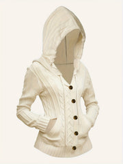 Women'S Solid Color Hooded Cardigan