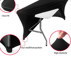 Elastic Spandex Tablecloth Cloth 1 Pack [6.3FT, BLAKE] Tight, Fitted, Washable and Wrinkle Resistant Stretch Rectangular Patio Table Cover for Event, Wedding, Banquet & Parties [190Lx80Wx80H] cm