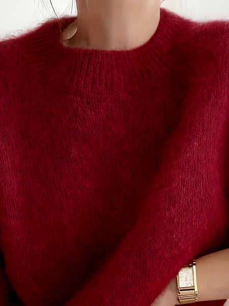 Women's Plush Sweater, High-Quality Alpaca Alpaca Material, Elegant Women's Wear, Essential for Outings, Comfortable and Fitted, Autumn and Winter