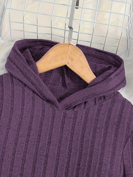 A Set of Women's Ribbed Letter Applique Hoodie and Flared Pants