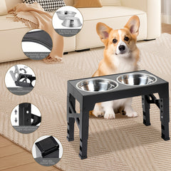1SET Adjustable Height Pet Feeder Total of 5 Height Cat Bowl Dog Bowl with Two Detachable Stainless Steel Bowls for Dog Neck Protection Makes a Great Valentine'S Day Gift for Small, Medium And Large Dogs