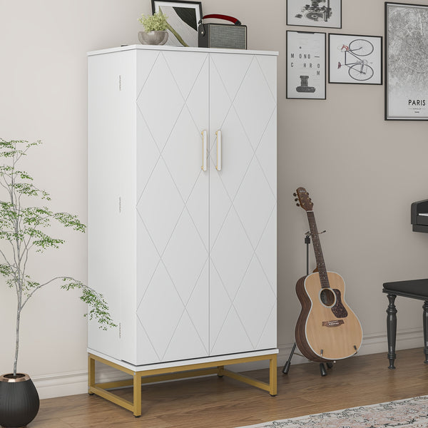 129.54cm Kitchen Cupboard Pantry with Doors And Adjustable Shelves, White Storage Cupboard, Freestanding Storage Cabinet for Kitchen, Living Room And Dining Room Kitchen Organizers And Storage