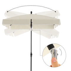 Rectangular Balcony Parasol 1.8 x 1.25 m, UPF 50+ Protection, Tilting Sunshade, PA-Coated Canopy, Carrying Bag, Garden Terrace, Base Not Included, Grey,White