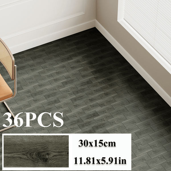36-Pack High-Quality Self Adhesive Floor Tiles, 15x30cm Peel and Stick SPC Vinyl Planks for Kitchen, Bathroom, Bedroom & Living Room, Realistic Stone/ Wood Look Efffect Waterproof PVC Flooring, Easy DIY Installation