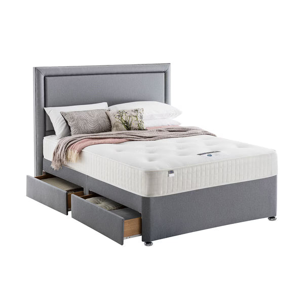 Silentnight 1400 Pocket Ortho Mattress & Slate Grey 4 Drawer Divan, Super King