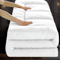 Hotel Quality 10cm Extra Thick Mattress Topper with Deep Fitted Elastic Corners – Luxury Mattress Topper for All Seasons and All Sizes Available: Single, Double, Small Double, King, and Super King