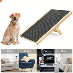 Dog Stairs Foldable Non-Slip Pet Ramp Adjustable Heights Ladder For Car Sofa Bed