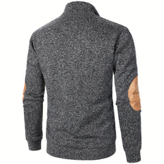 Men'S Long-Sleeve Casual Knit Shirt with a Stand Collar for Autumn And Winter, Suitable for Golf And Camping, Sold in a Set of Three
