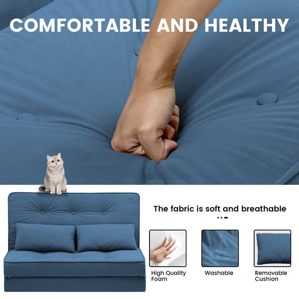 Folding Sofa Bed Adjustable Lazy Tatami Sofa Convertible Floor Couch 5 Levels Adjustable Backrest Lounge Chaise for Living Room Bedroom Guest Room
