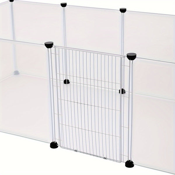 DIY 12 Panels Pet Fence Puppy Pen Crate Cage with Door Dog Rabbit Playpen Metal Enclosure