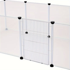 DIY 12 Panels Pet Fence Puppy Pen Crate Cage with Door Dog Rabbit Playpen Metal Enclosure