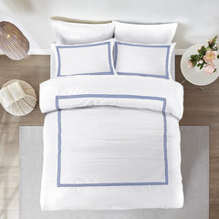 Embroided Baratta Stitch Duvet Cover Set with Matching Pillowcases - Ultra-soft Brushed Microfibre – Chic & Modern Design – Easy Care & Machine Washable
