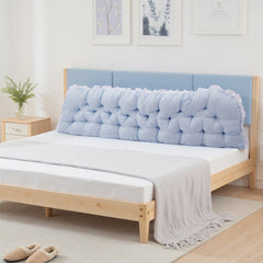 1pc Princess Style Large Ultra-Soft Comfortable Headboard Pillow Wedge Bed Rest Reading Pillow with Fixing Ties, Ruffled Edges Positioning Support Pillow with Removable Cover, Backrest Cushion for Bed Couch Sofa Living Room Bedroom Home Room Decor, Ideal