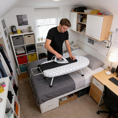 A Compact, Foldable Ironing Board Measuring 66X40Cm, Easy to Store And Lightweight, Making It Ideal for Small Living Spaces Like Apartments And Dorms. It Features Adjustable Height for Convenience