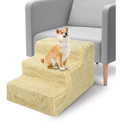 Dog Steps 3/4 Steps Pet Stair Step Pet Stairs Pet Ladder with Washable Non Slip Plush Cloth Cover for Dogs and Cats