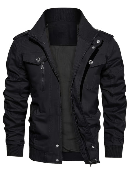 Men's Tactical Jacket with Multiple Pockets, Practical Workwear Style Coat