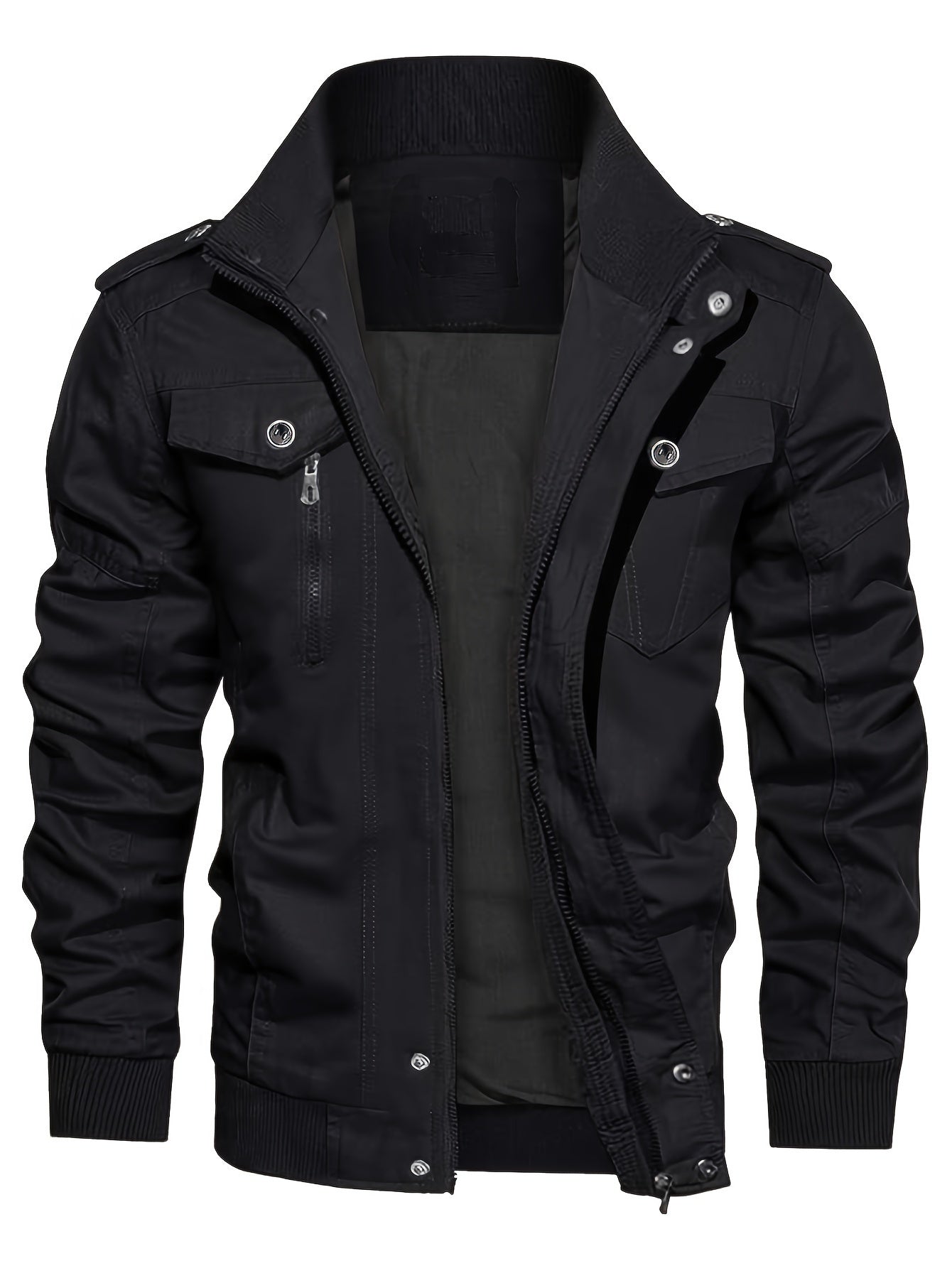 Men's Tactical Jacket with Multiple Pockets, Practical Workwear Style Coat