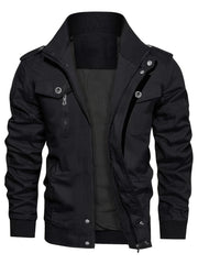Men's Tactical Jacket with Multiple Pockets, Practical Workwear Style Coat