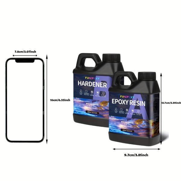 FUNEPOXY Epoxy Resin Kit 1:1 Crystal Clear Epoxy Resin for Table Top 500ml/1L/2L/4L/8L