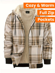 Men'S Heavyweight Fleece Hoodies Jacket - Full Zip Up Thick Sherpa Lined Flannel Plaid Shirt Jacket