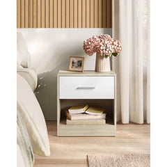 Bedside Table, Side Table with Drawer, Handle, Open Compartment,Easy Assembly, Perfect for Living Room or Bedroom
