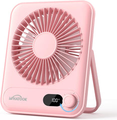 WHATOOK Mini Desk Fan USB: 2000Mah Rechargeable Ultra Quiet 1-100 Speeds Desktop Fans with LED Display, 3-10H Runtime, Child-Safe Grille Cooling Small Portable Table Fan for Home, Office & Travel