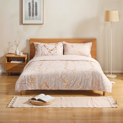 Solid Color Bronzing Stone Pattern Creative Fashion Design Bed Three-piece Set with 2 Pillowcases and 1 Duvet Cover, Soft and Comfortable, Suitable for Bedding in All Seasons, Camel, 135*200cm / 200*200cm / 220*230cm / 230*260cm