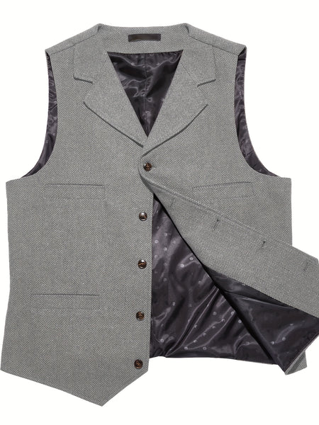 Men'S Vest Retro Fashion Groom Wedding Party Vest Men'S Herringbone Casual Business Waistcoat