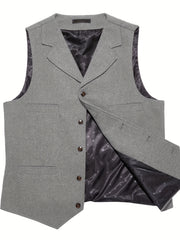 Men'S Vest Retro Fashion Groom Wedding Party Vest Men'S Herringbone Casual Business Waistcoat