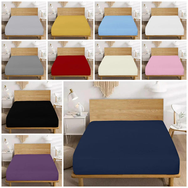 ELAFY Assorted Colour Surprise Fitted Sheet – Elasticated Polycotton, 25cm Extra Deep – Single, Double, King, Super King Luxury Premium